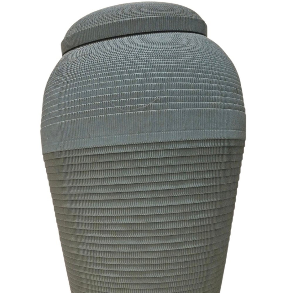 VTG Postmodern Corrugated Cardboard Vase Flute Chicago Seafoam Green 30 In W/Lid